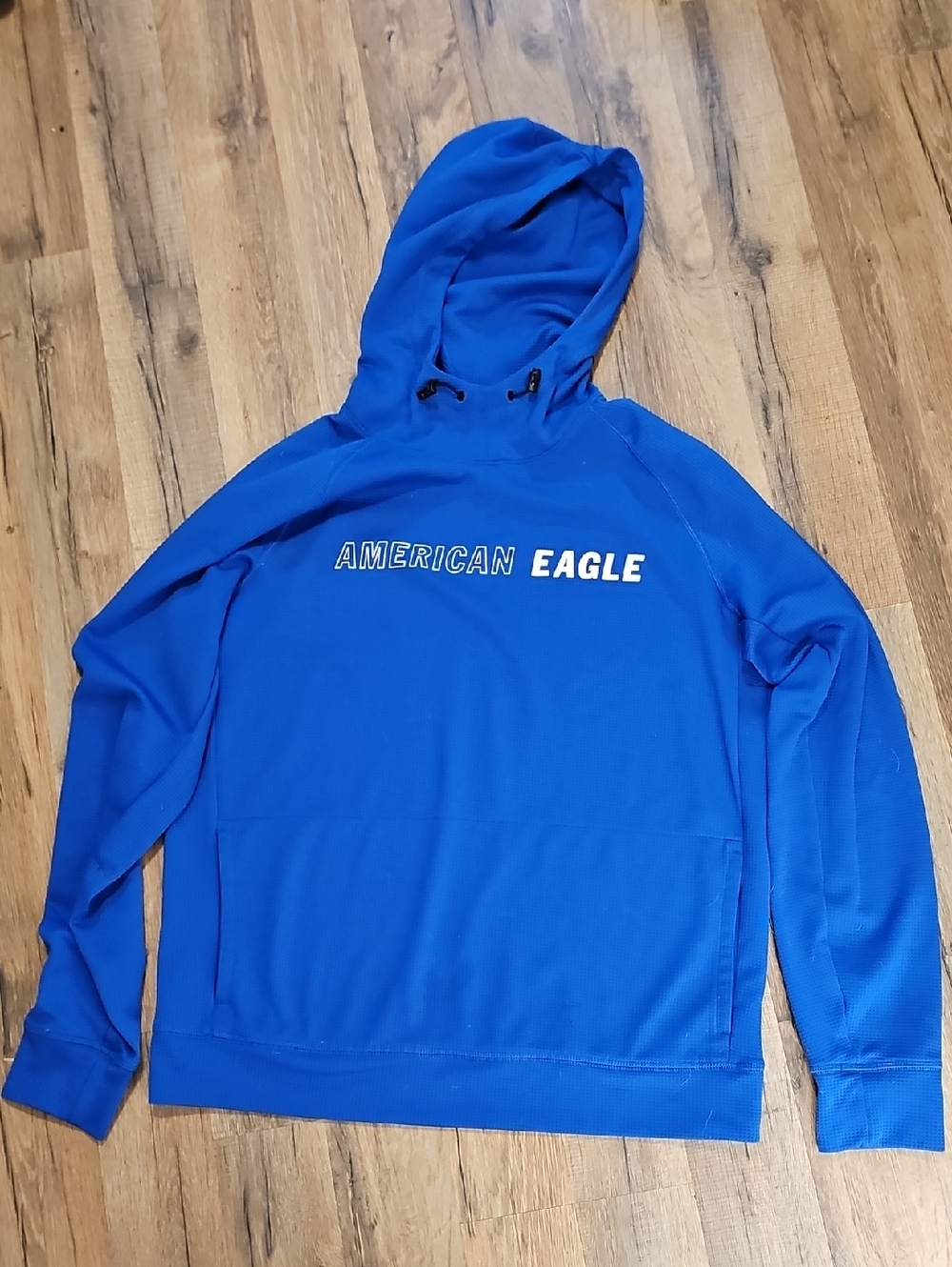 American Eagle Waffle Knit Blue Flex Hoodie Size Medium